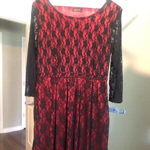 Beautiful Red Dress overlayed with Black Lace